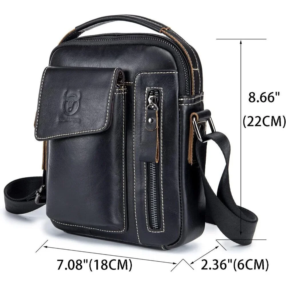 💫 Lukzijaes Leather Genuine Men Black Small Lightweight Sling Messenger Bags